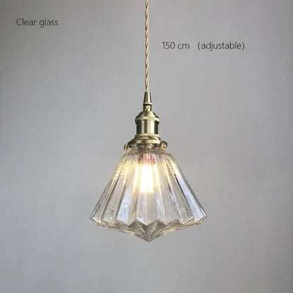 Vintage green ribbed glass brass pumpkin led pendant light with clear glass and decorbites brass pumpkin adjustable cord