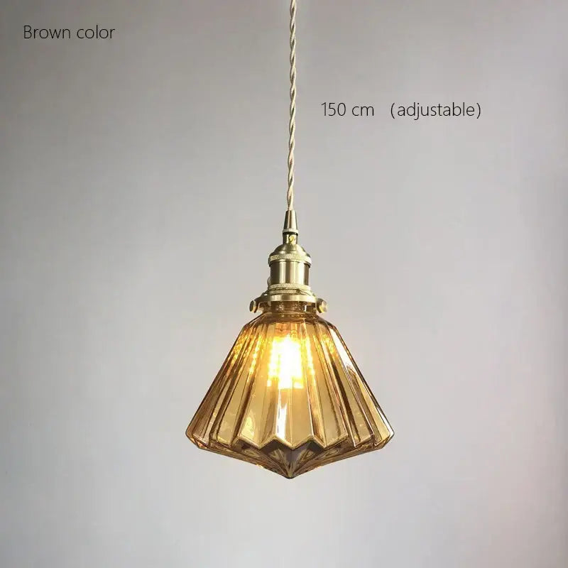 Brown amber glass pendant light with brass pumpkin led fixture and adjustable 150 cm cord for bedroom decorbites brass pumpkin