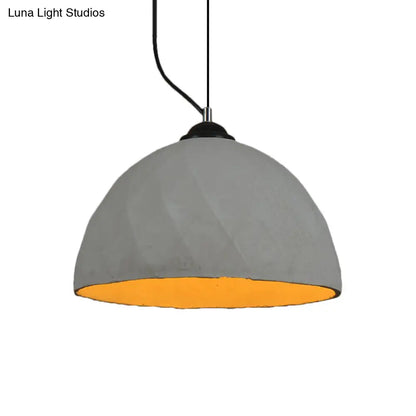 Vintage Grey Cement Mini Pendant Lamp - Dome/Oval Ceiling Light, 1-Light, 6"/10" Width