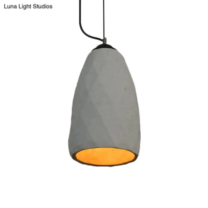 Vintage Grey Cement Mini Pendant Lamp - Dome/Oval Ceiling Light, 1-Light, 6"/10" Width