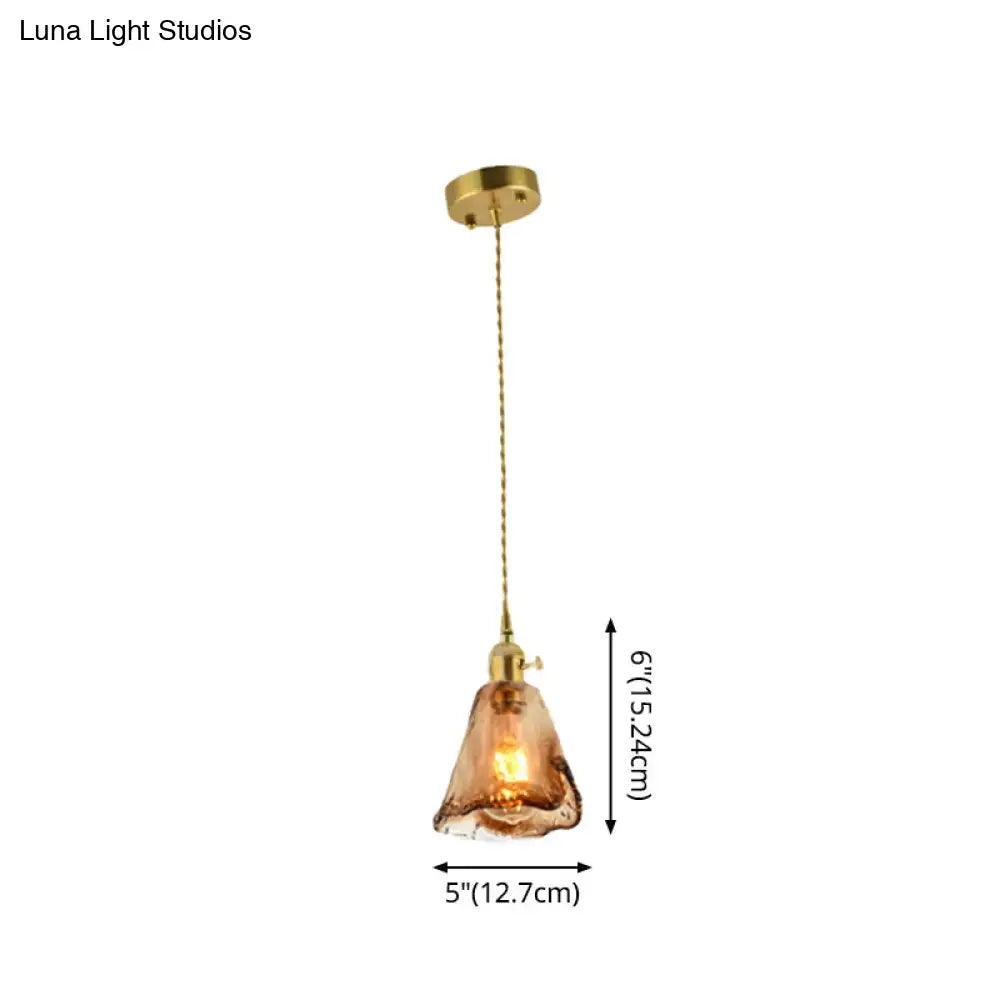 Decorbites™ aubrey vintage handmade brass shaded drop pendant with warm tan glass and brass-finished metal fixture