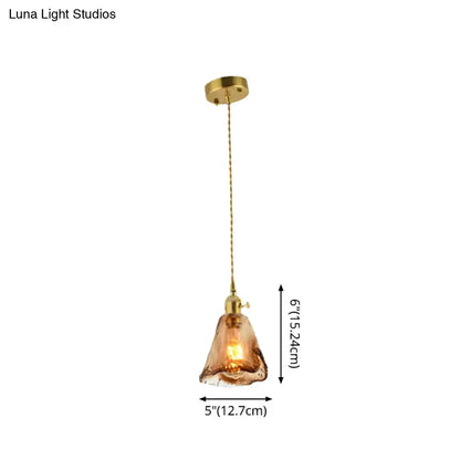 Decorbites™ aubrey vintage handmade brass shaded drop pendant with warm tan glass and brass-finished metal fixture