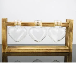 Vintage Heart-Shaped Wooden Frame Glass Vase - TypeD - Vase