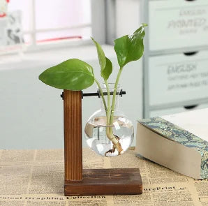 Vintage Heart-Shaped Wooden Frame Glass Vase - TypeE - Vase