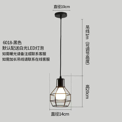 Vintage Hemp Rope Iron Pendant Light in Black - Decorbites