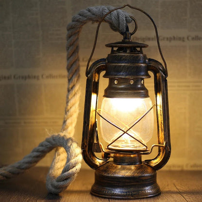 Vintage Hemp Rope Lantern Pendant Light - Decorbites