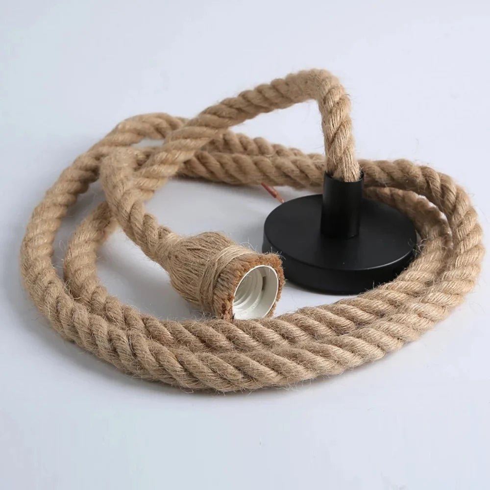 Vintage Hemp Rope Pendant Light With E27 Socket - Decorbites