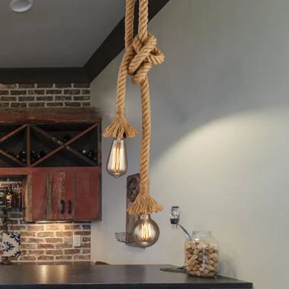 Vintage Hemp Rope Pendant Light With E27 Socket - Decorbites