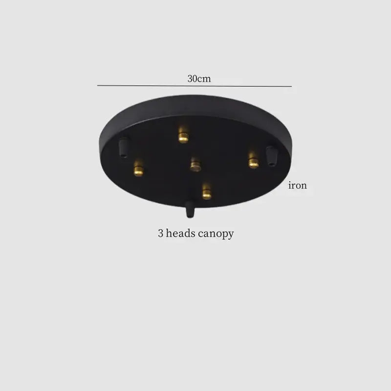 Black iron 3-head ceiling canopy with 30cm diameter for vintage hexagonal red and green decorbites ceramic led pendant light