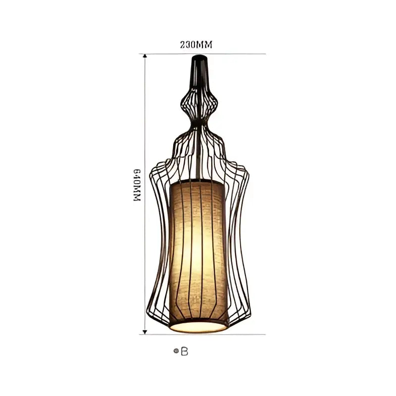 Black wrought iron vintage industrial birdcage chandelier with amber woven fabric shade for dining room decorbites birdcage chandelier