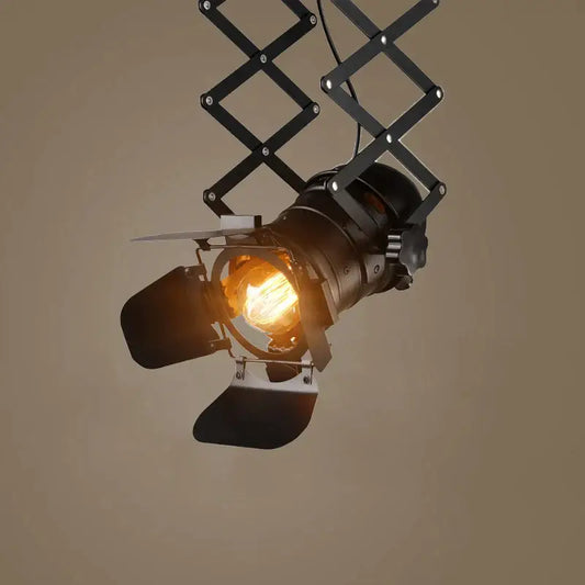 Black vintage style decorbites adjustable loft ceiling light with industrial spotlight and glowing filament bulb