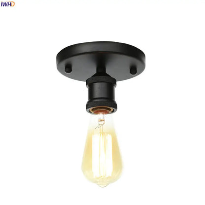 Black metal vintage ceiling lamps with matte finish and vintage Edison bulb for living room decorbites black metal style