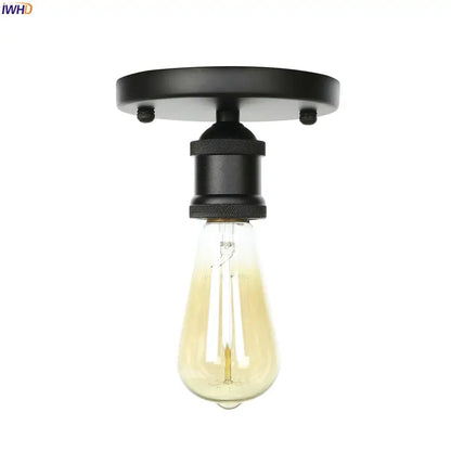 Black metal vintage ceiling lamps with matte finish and filament bulb for living room decor by decorbites