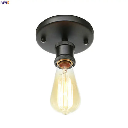 Black metal vintage ceiling lamps with matte finish and vintage edison bulb for living room decorbites black metal style