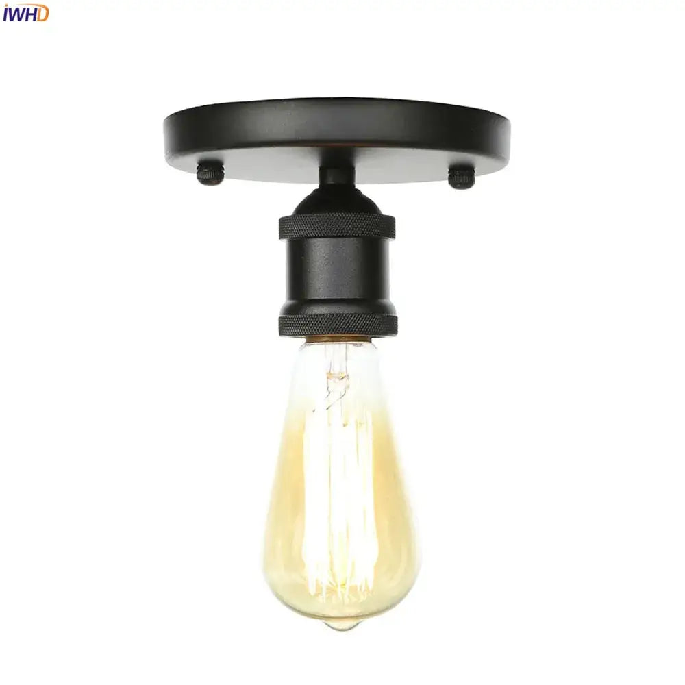 Black metal vintage industrial ceiling lamp featuring a vintage edison bulb for living room decorbites black metal style