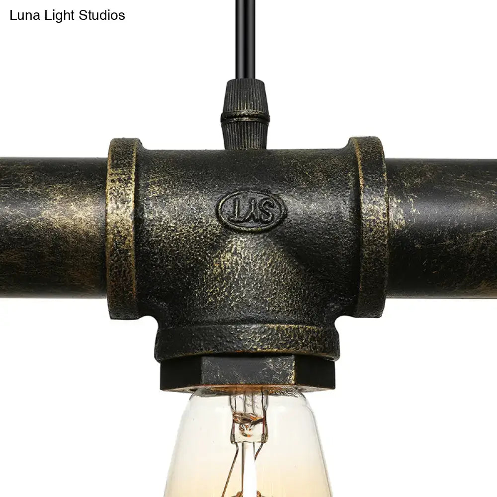 Decorbites vintage brass pipe ceiling light fixture with black iron pipe and exposed edison bulbs indoor light fixture