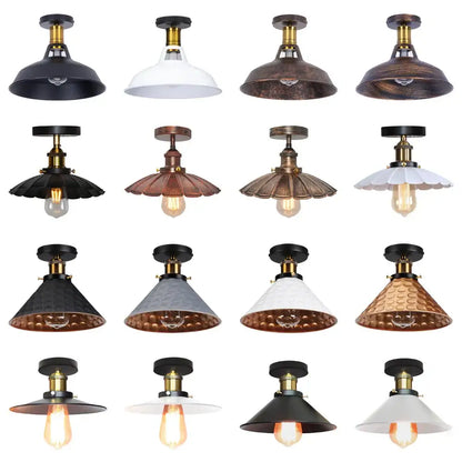A collection of vintage industrial flush mount lights in black bronze metal shades ideal for kitchen decorbites industrial flush