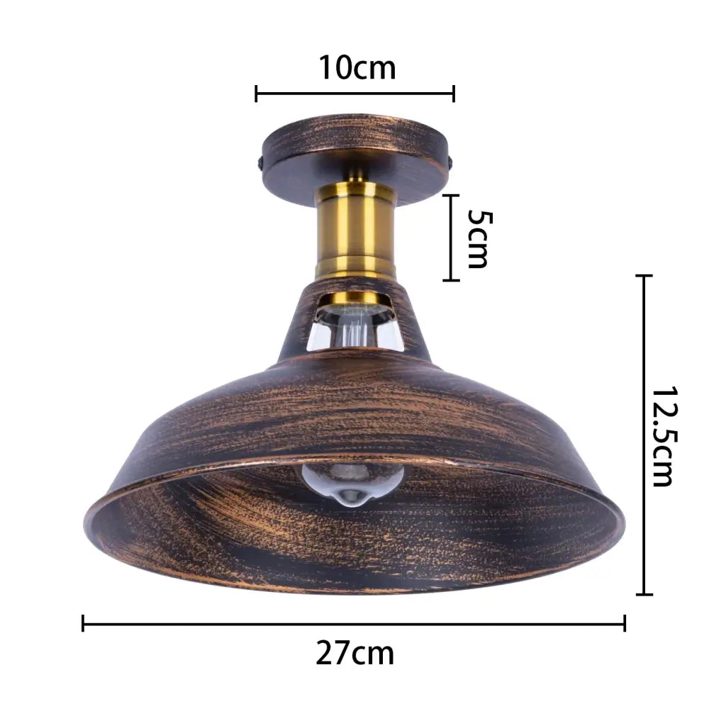 Vintage industrial flush mount light with distressed bronze finish brass accents for kitchen decorbites industrial flush