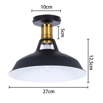 Vintage industrial flush mount light in black and brass with a dome-shaped shade for kitchen decorbites industrial flush