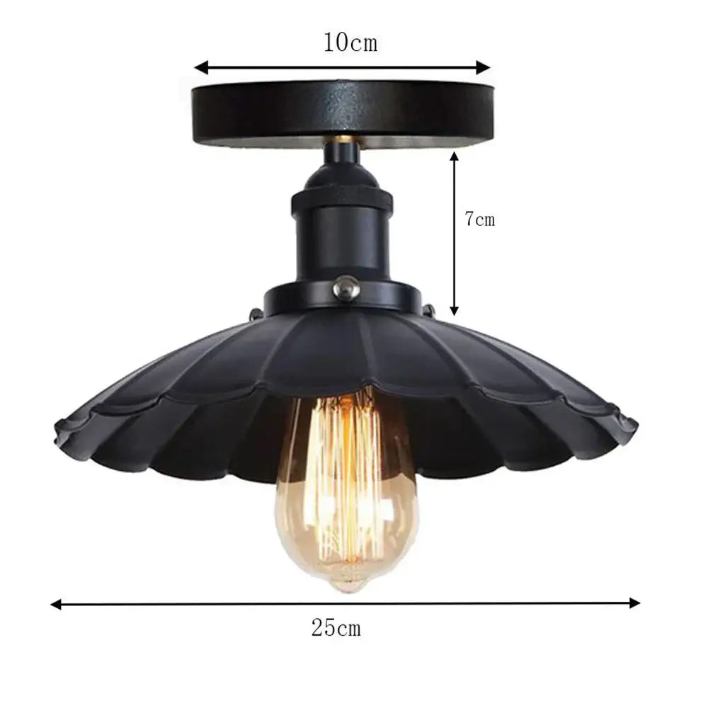 Black metal industrial flush mount light with fluted shade and exposed filament bulb for kitchen decorbites industrial flush