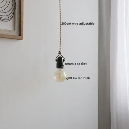 Vintage industrial matte white ceramic led pendant lamp with black socket and warm g80 led bulb by decorbites ceramic led