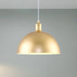 Vintage Industrial Metallic Golden Pendant Lamp, 12/16 Inch Width, Dome Shade, 1 Bulb