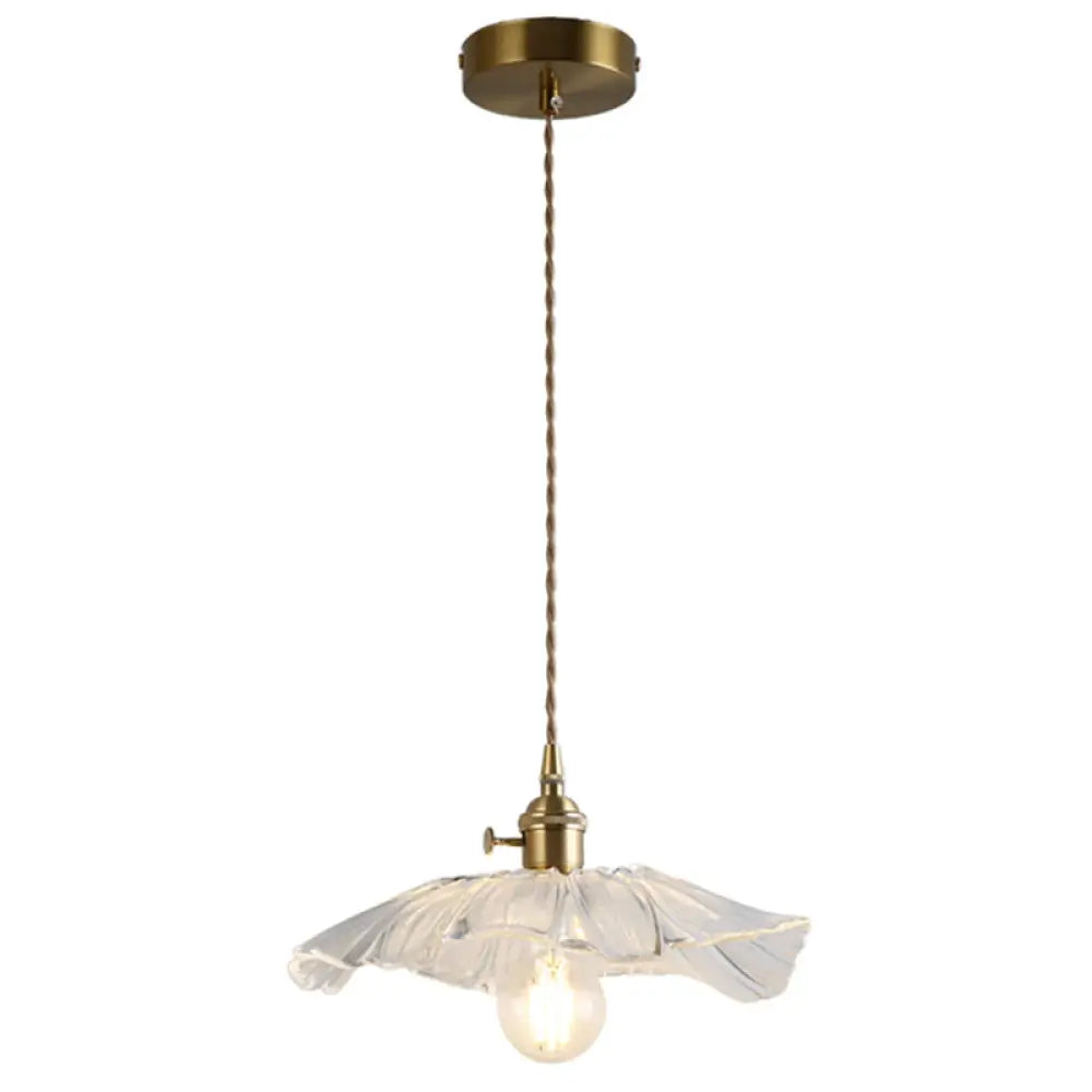 Vintage Industrial Pendant Lamp - Flower Shape Shade with Clear Glass