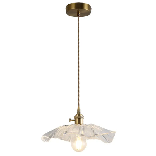 Vintage Industrial Pendant Lamp - Flower Shape Shade with Clear Glass