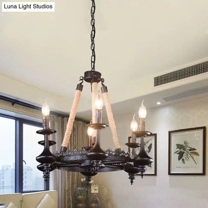 Vintage Industrial Pendant Light with Exposed Bulbs - 3/6 heads Metal Ceiling Fixture for Living Room