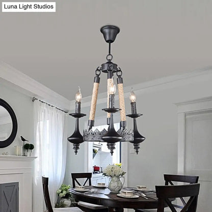 Vintage Industrial Pendant Light with Exposed Bulbs - 3/6 heads Metal Ceiling Fixture for Living Room