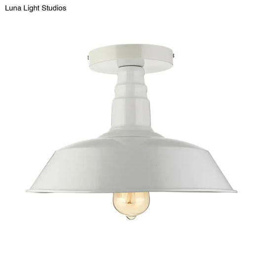 DecorBites™ DecorBites™ Vintage Iron Barn Dining Room Ceiling Light Fixture - 1 Light, Black/White Semi Flush - 10", 14", or 18" Diameter