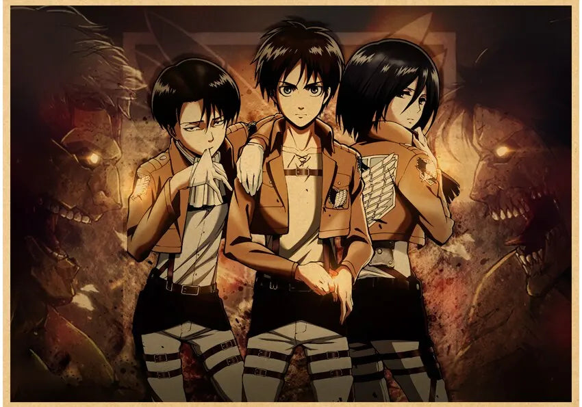 Vintage Japanese Anime Attack on Titan Poster - P13 / 40x60cm No Frame - Posters