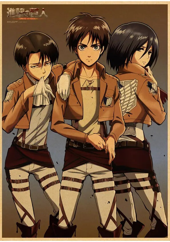 Vintage Japanese Anime Attack on Titan Poster - P17 / 40x60cm No Frame - Posters