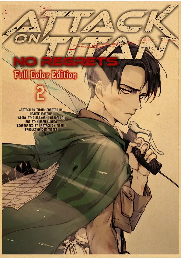 Vintage Japanese Anime Attack on Titan Poster - P21 / 40x60cm No Frame - Posters