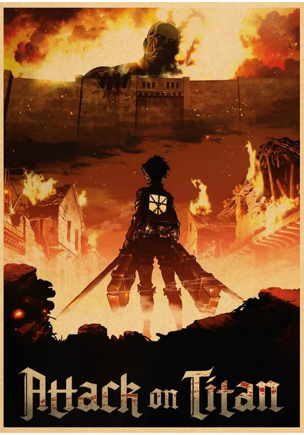 Vintage Japanese Anime Attack on Titan Poster - P9 / 40x60cm No Frame - Posters