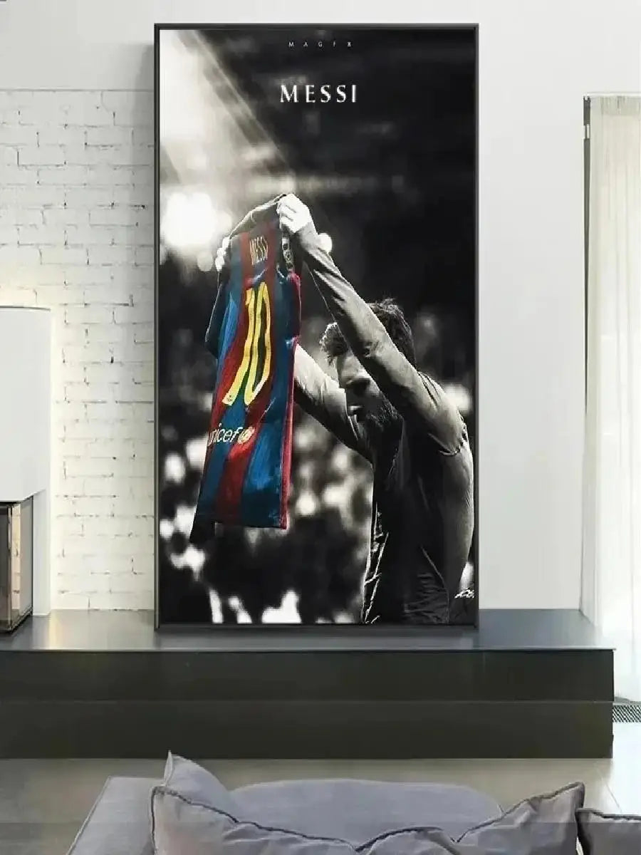 Vintage Lionel Messi Canvas Print Football Star Wall Art - Posters