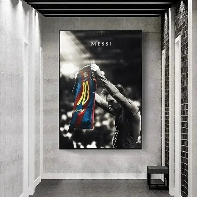 Vintage Lionel Messi Canvas Print Football Star Wall Art - P1 / 30x40cm No Frame - Posters