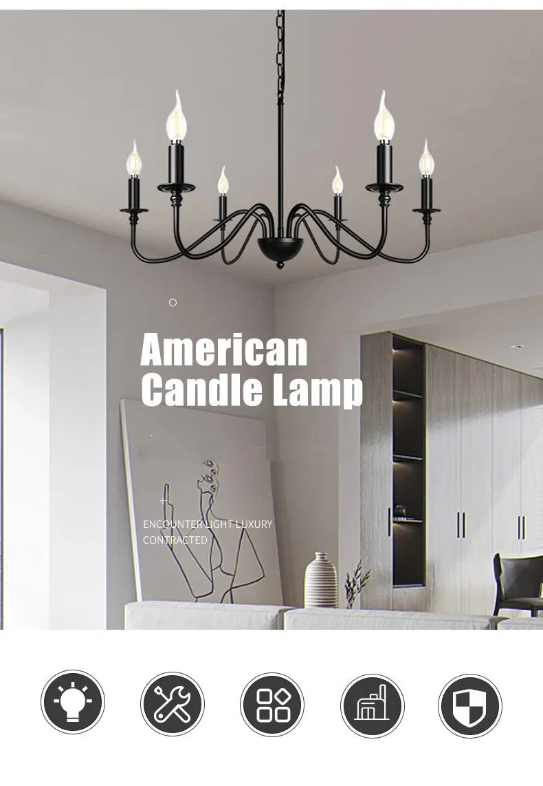 Vintage Loft Chandelier Black/Gold Ceiling Light - Chandelier