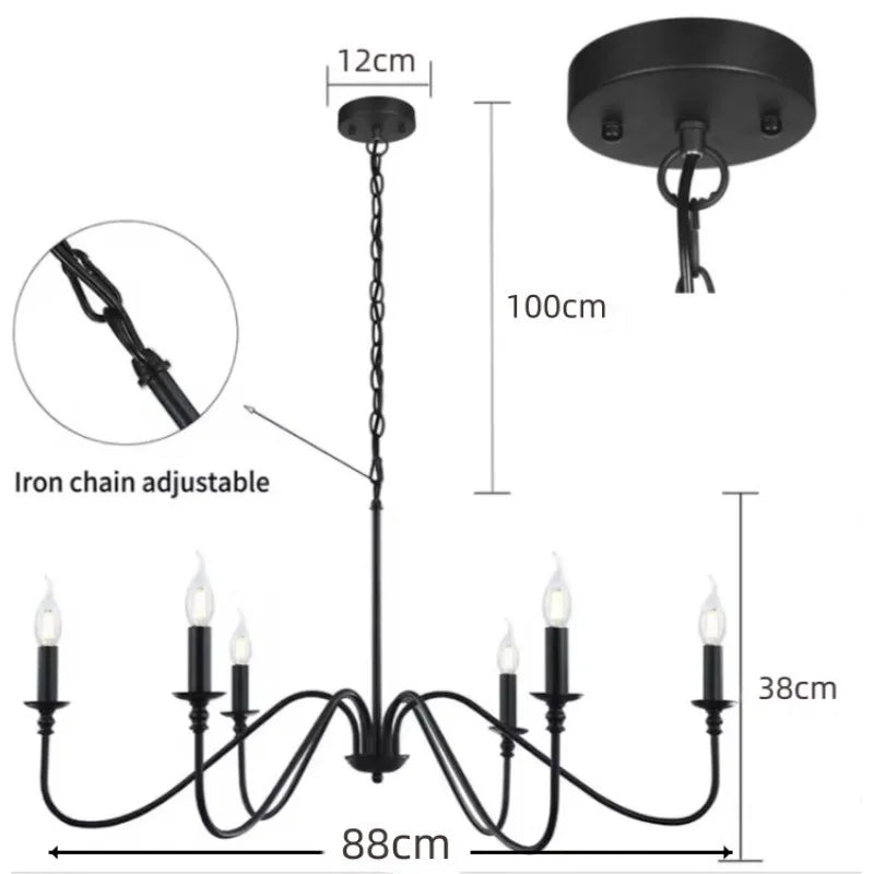 Vintage Loft Chandelier Black/Gold Ceiling Light - 6 lamps Black - Chandelier