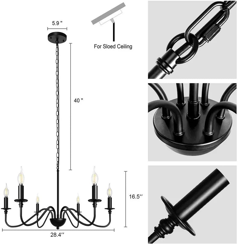 Vintage Loft Chandelier Black/Gold Ceiling Light - Chandelier