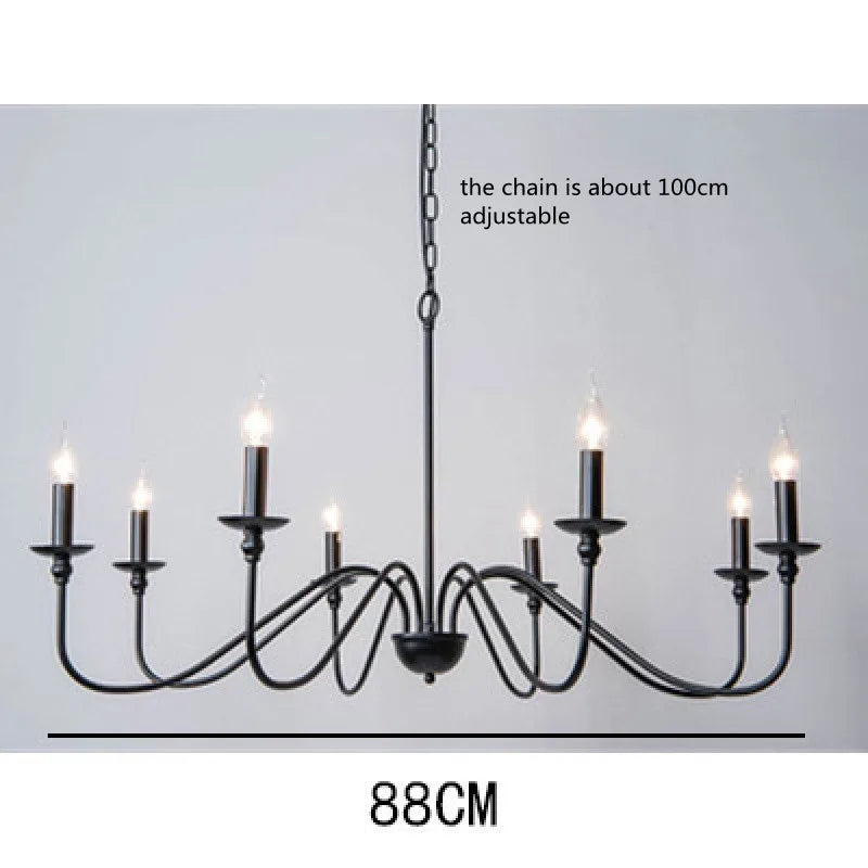 Vintage Loft Chandelier Black/Gold Ceiling Light - 8 lamps Black - Chandelier