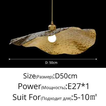 Vintage Lotus Leaf Gold Metal Pendant Light - Decorbites