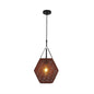 Vintage Metal Hanging Ceiling Lamp in Brown - Head Pendant Lighting with Pentagon Mesh Screen, 8"/10" Wide