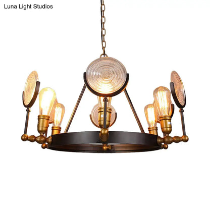 Vintage Metal Suspension Light in Brass Finish - Ring Pendant for Bedroom Lighting