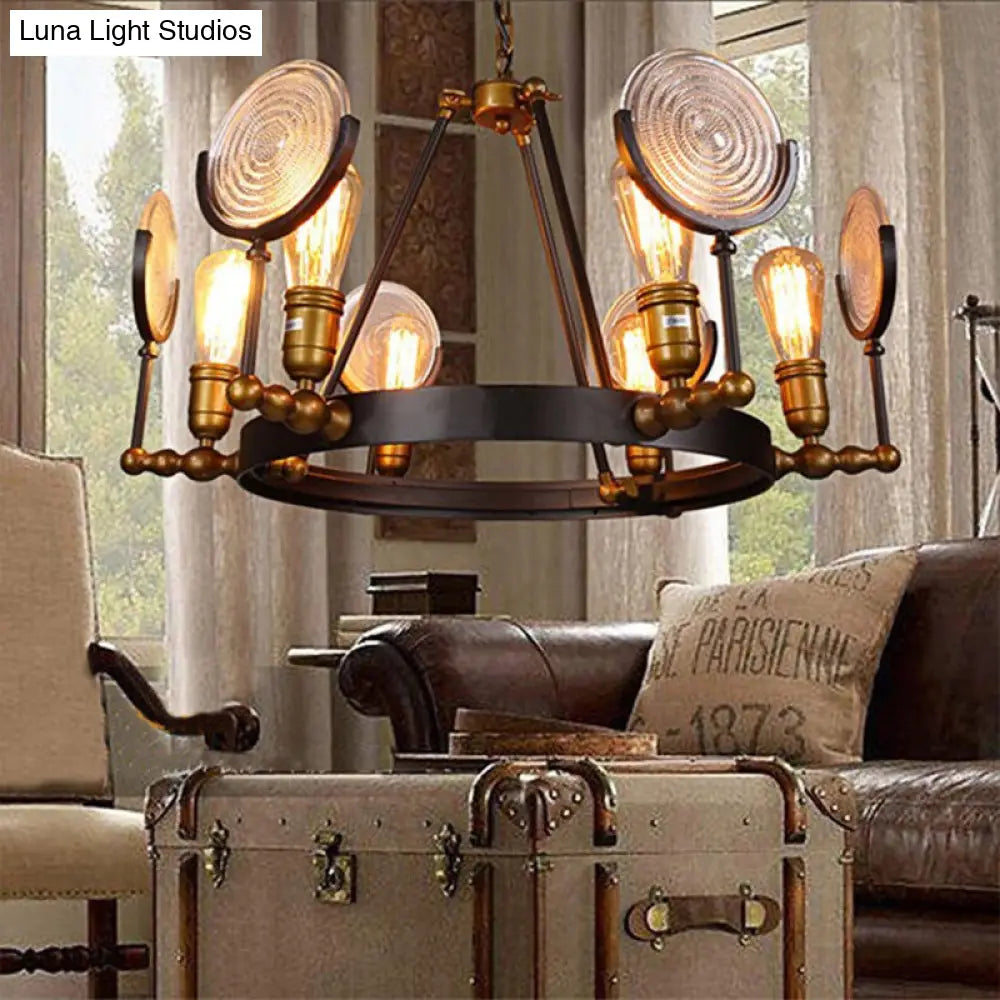 Vintage Metal Suspension Light in Brass Finish - Ring Pendant for Bedroom Lighting