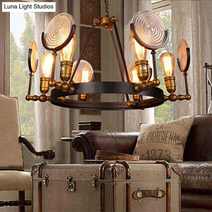 Vintage Metal Suspension Light in Brass Finish - Ring Pendant for Bedroom Lighting