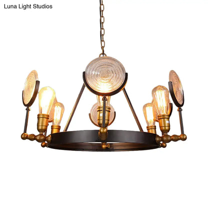 Vintage Metal Suspension Light in Brass Finish - Ring Pendant for Bedroom Lighting