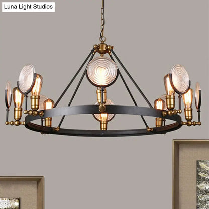 Vintage Metal Suspension Light in Brass Finish - Ring Pendant for Bedroom Lighting