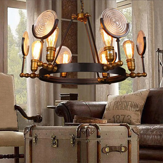 Vintage Metal Suspension Light in Brass Finish - Ring Pendant for Bedroom Lighting