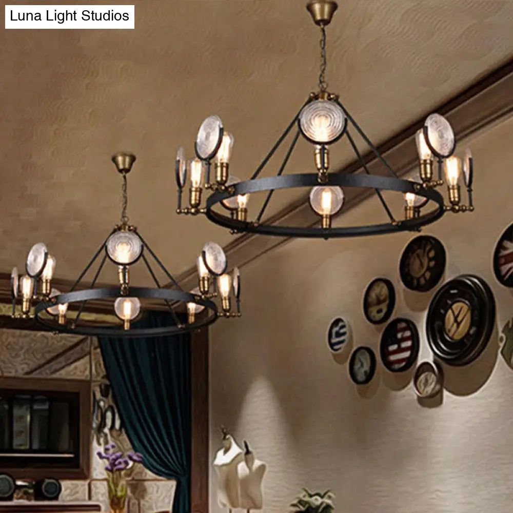 Vintage Metal Suspension Light in Brass Finish - Ring Pendant for Bedroom Lighting